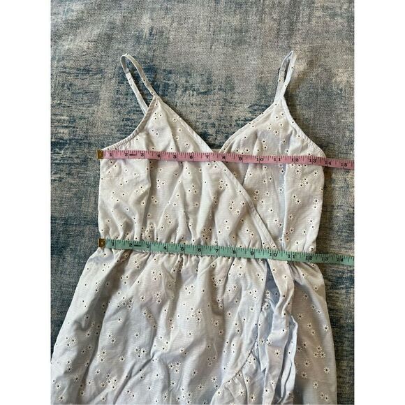 Wild Fable Powder Blue White Daisy Ruffle Faux Wrap Romper XS - Picture 8 of 9